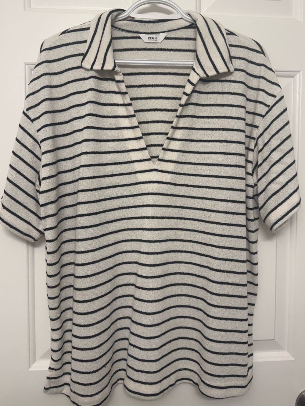 Penningtons Cream and Black Striped Polo Top
